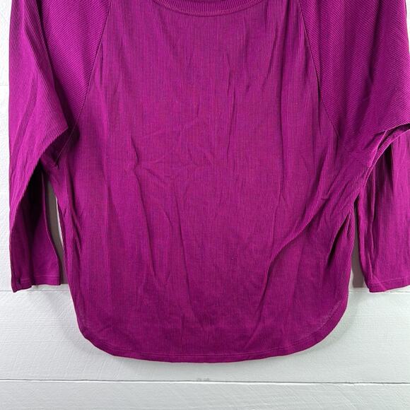 AMERICAN EAGLE Purple Ribbed 3/4 Sleeve Dolman Style Scoop Neck Top Shirt XS - Picture 6 of 8